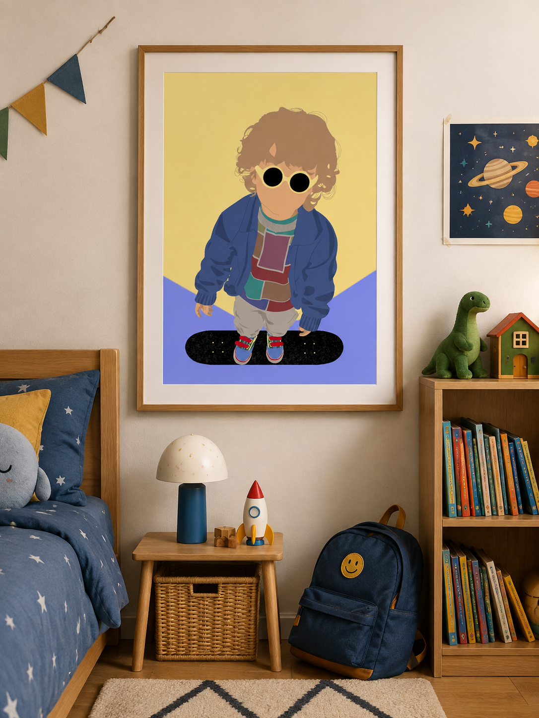 Affiche enfant sur un skate – Illustration colorée | Jimmy Le Neué Affiche enfant sur un skate – Illustration colorée | Jimmy Le Neué